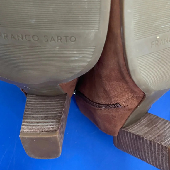 Franco Sarto Cute Cut-Out Peep Toe Booties Marty whiskey Brown size 9 - Picture 11 of 12